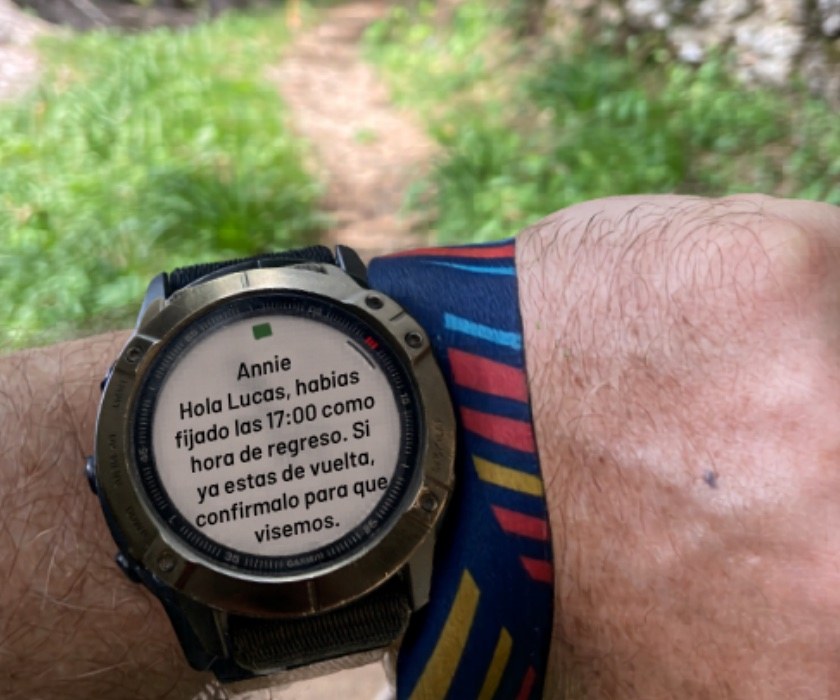 SMS de Annie en reloj Garmin