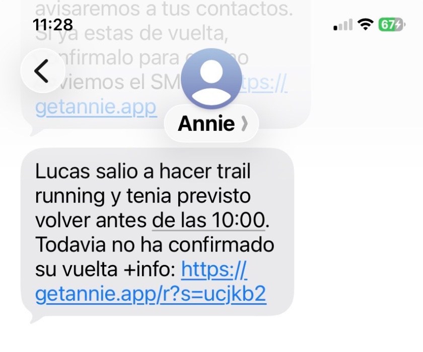 SMS contacto de seguridad